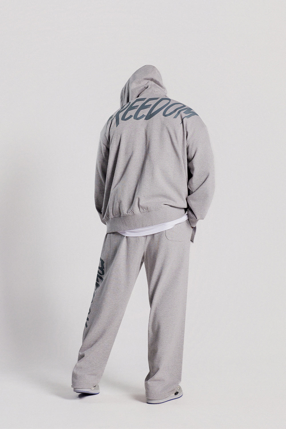 Back Print Hooded Zip-up (Gray)