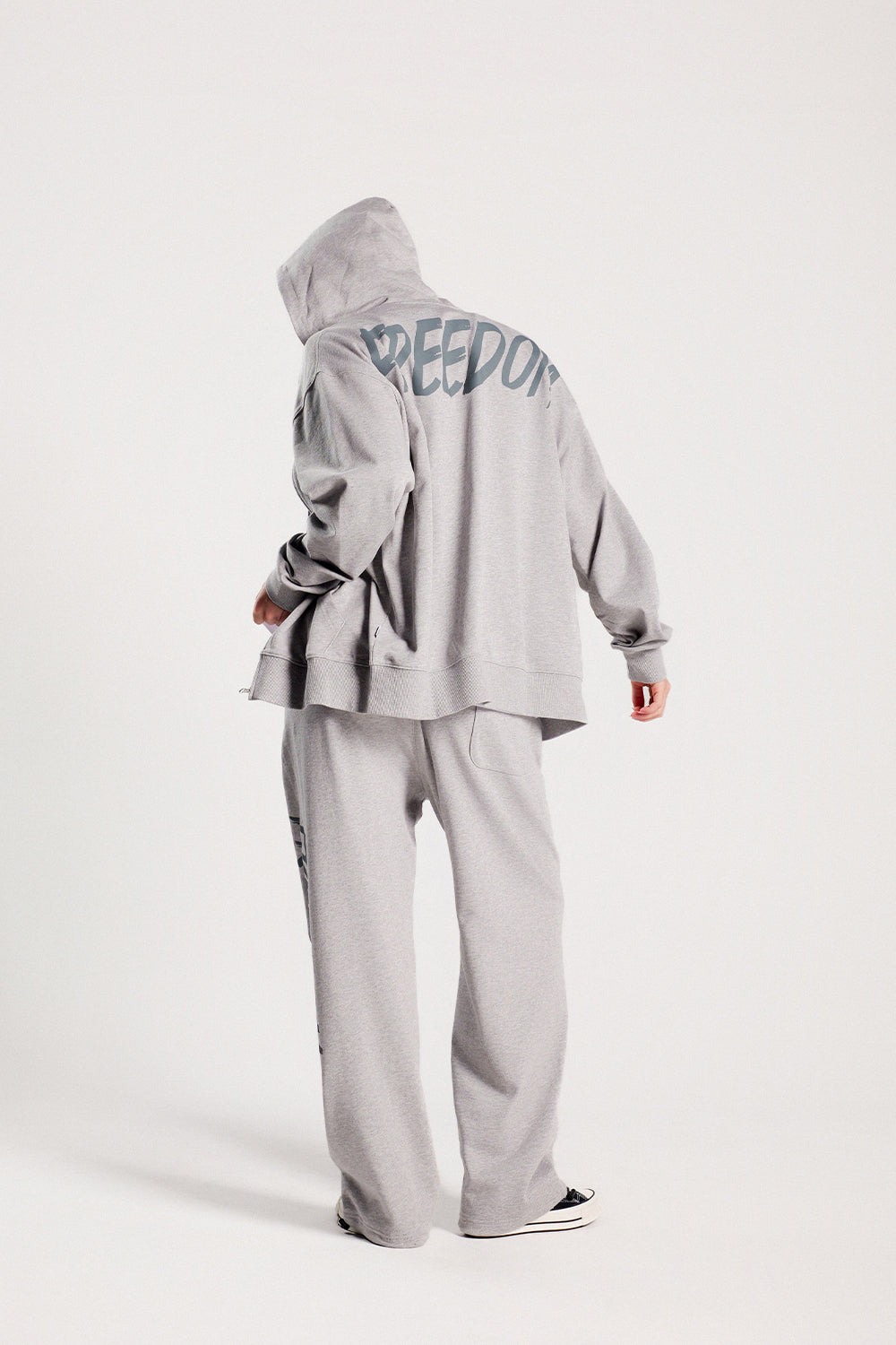 Back Print Hooded Zip-up (Gray)