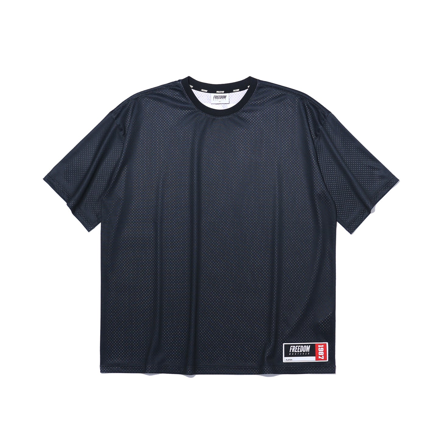 Mesh Overfit Back Printing T-Shirts (Black)