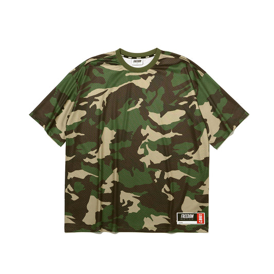 Mesh Overfit Back Printing T-Shirts (Light Camo)