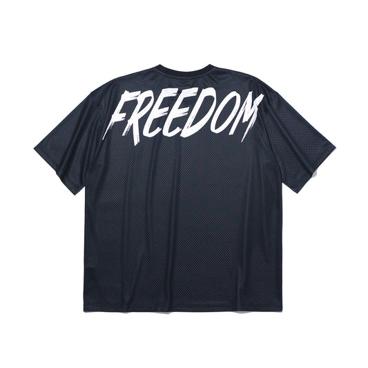 Mesh Overfit Back Printing T-Shirts (Black)