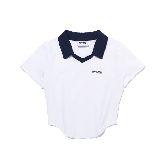 Contrast Open Collar Short Sleeve (White)