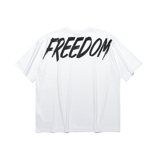 Mesh Overfit Back Printing T-Shirts (White)