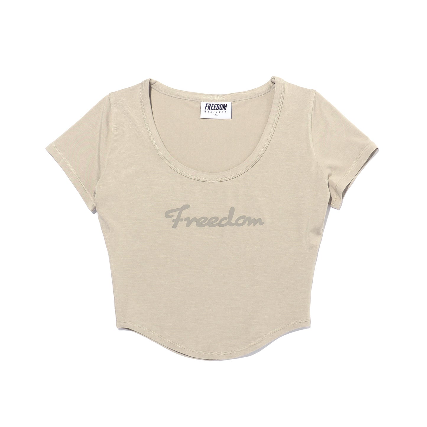 Modal U-neck Crop Short Sleeve (Sand Beige)