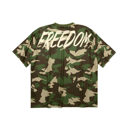Mesh Overfit Back Printing T-Shirts (Light Camo)