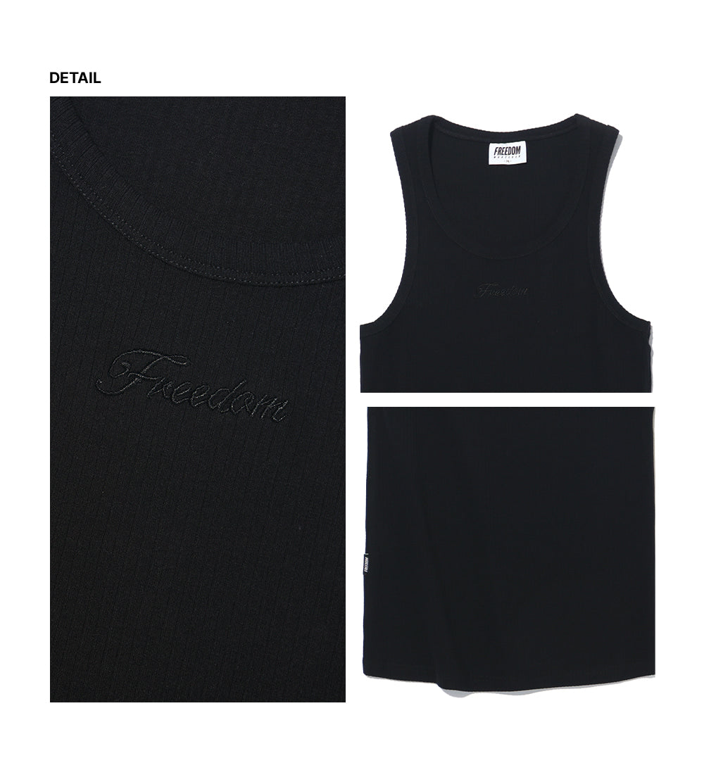 Lettering Small Logo Ribbed Tank Top (Black)