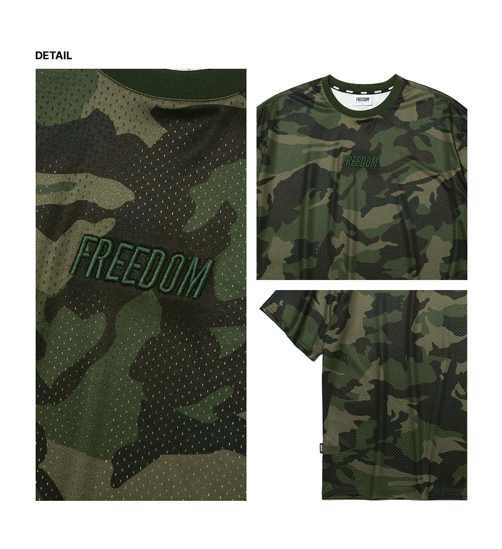 Freedom Logo Mesh Oversized T-shirt (Deep Camo)