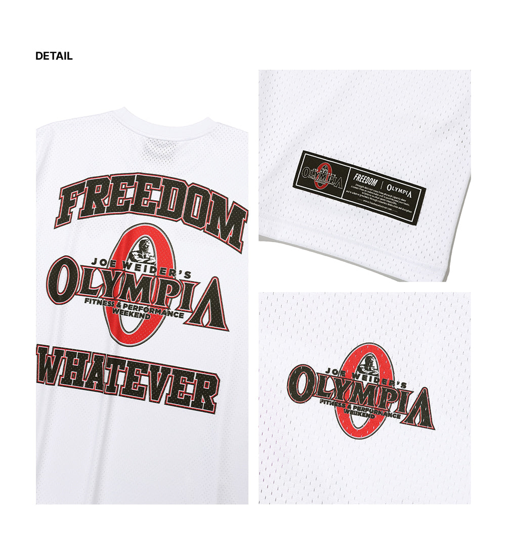 Olympia Small Logo All Mesh Short Sleeve T-Shirt (White)
