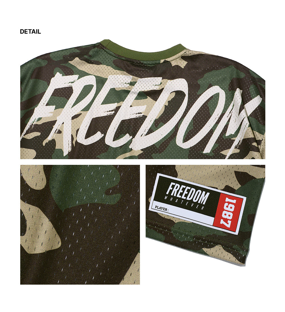 Mesh Overfit Back Printing T-Shirts (Light Camo)