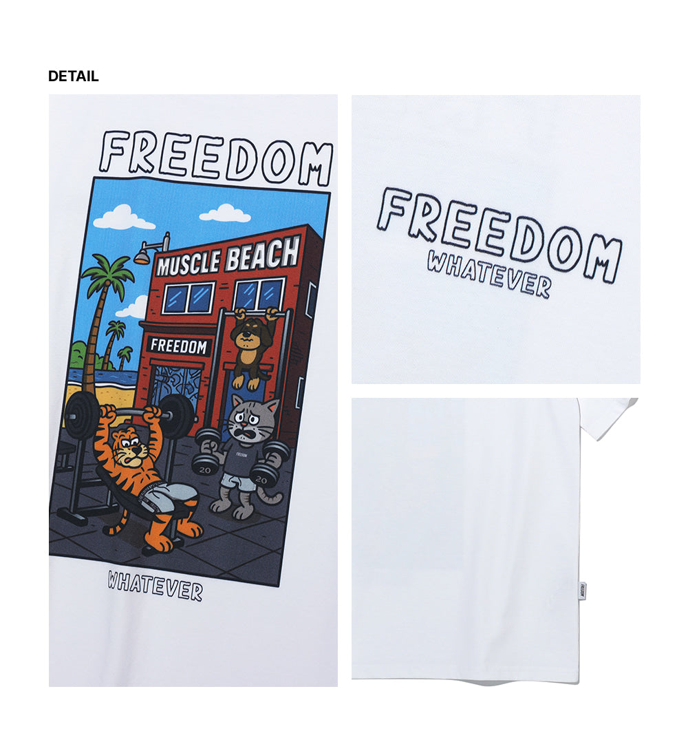 Animal Muscle Beach Graphic T-shirt (White)