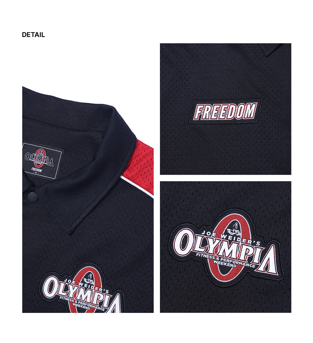 Olympia Lettering All Mesh Coach Jacket (Black)