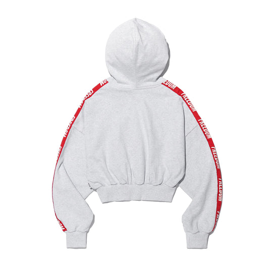 FREEDOM Women's Cropped Lettering Hooded Zip-up (Melange)