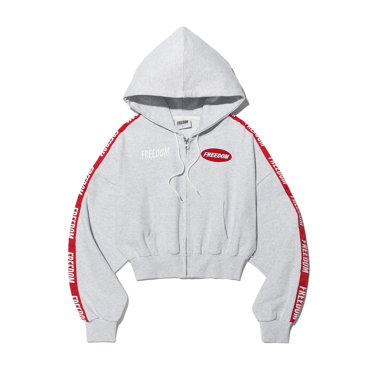 FREEDOM Women's Cropped Lettering Hooded Zip-up (Melange)