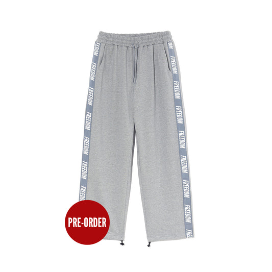FREEDOM Lettering Cotton Pants (Gray)
