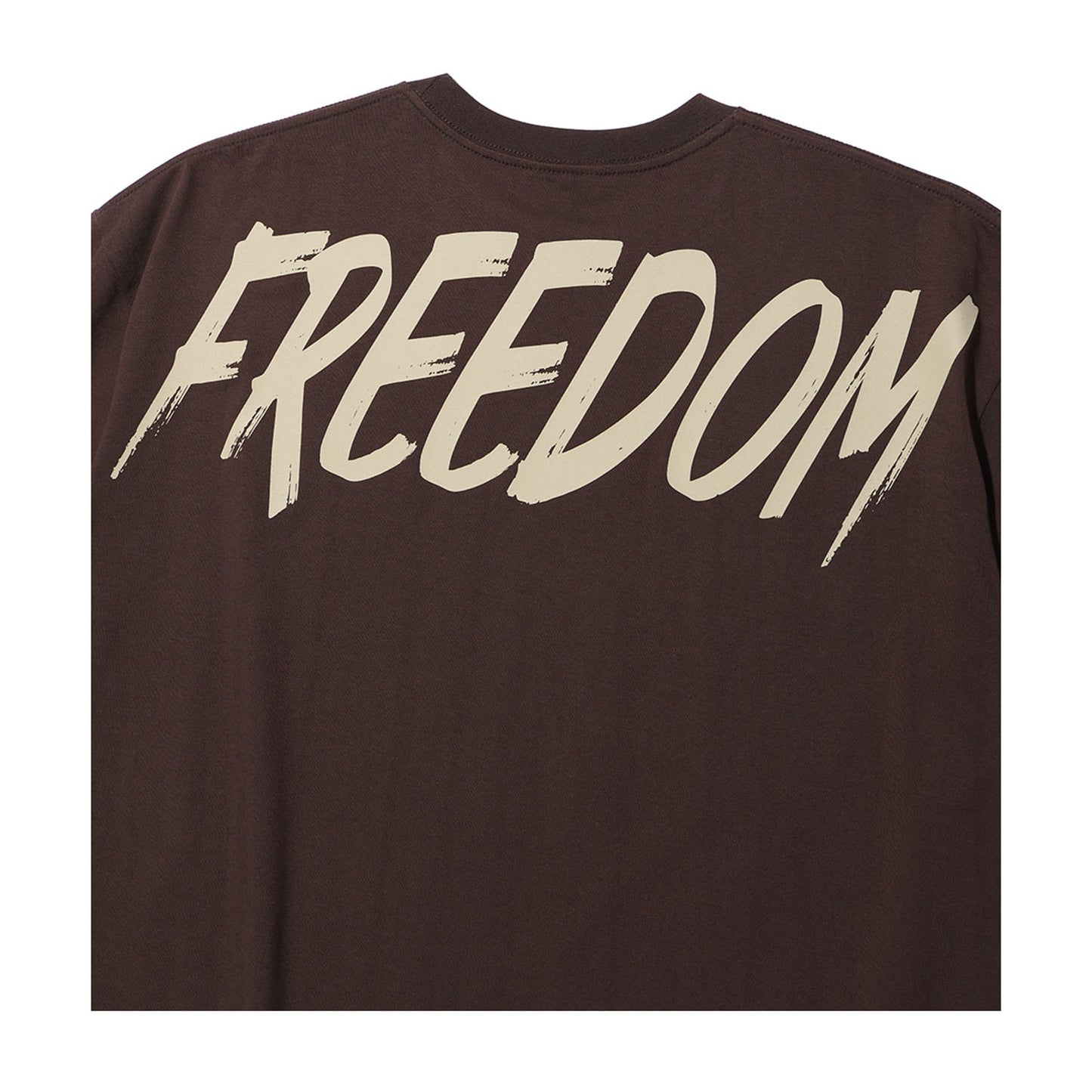 Freedom Overfit Back Print T-Shirt (Brown/Beige)