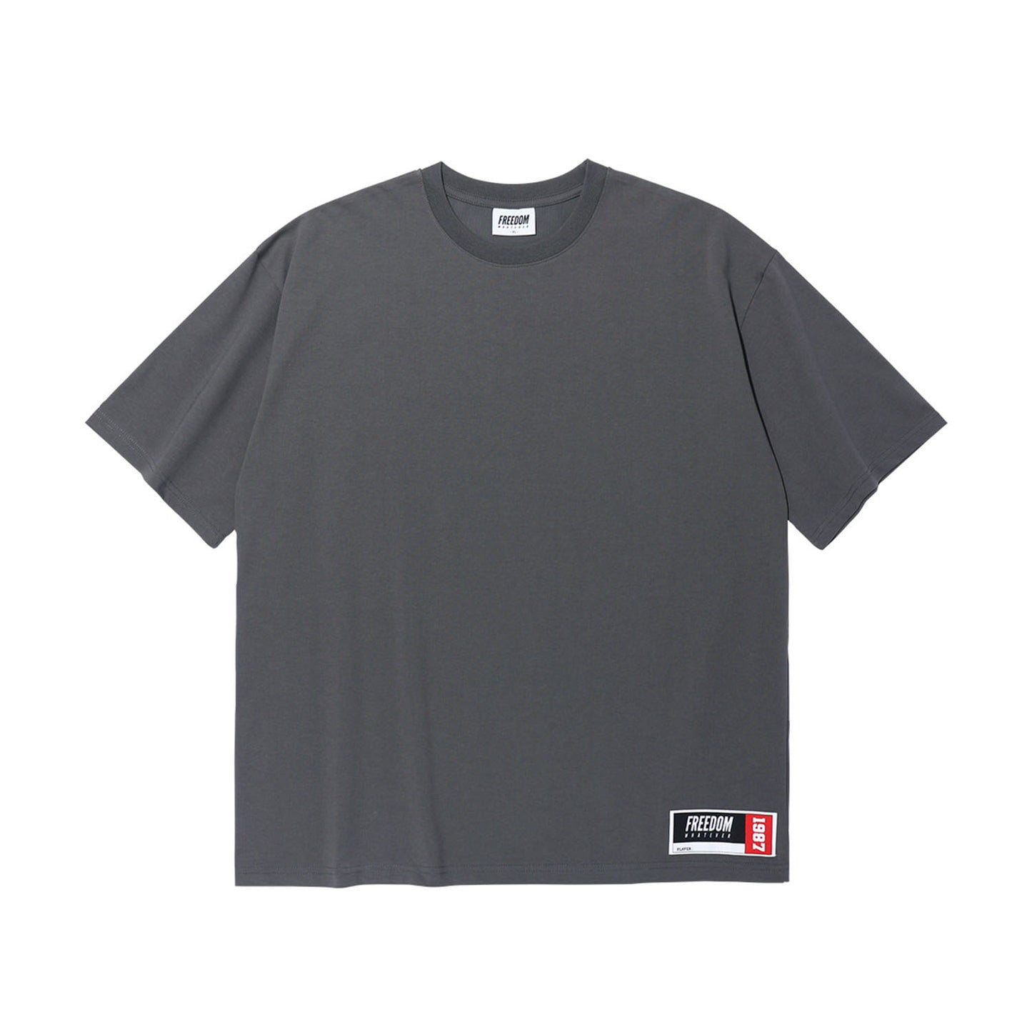 Freedom Overfit Back Print T-Shirt (Dark Grey/Blue)