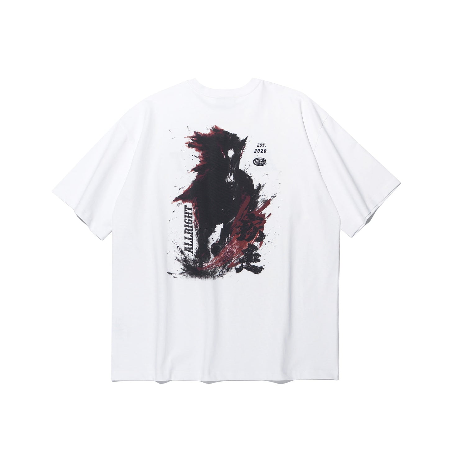 ALLRIGHT Red Horse Overfit T-Shirt (White)