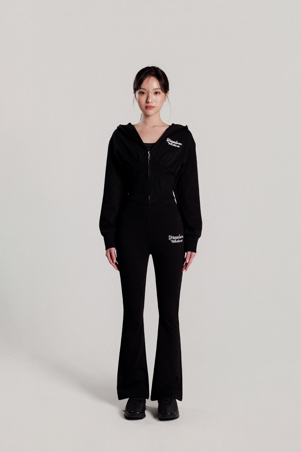 High-Banding Bootcut Sweatpants (Black)