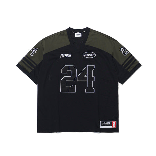 ALLRIGHT 24 Globe Mesh Rugby Jersey (Black/Olive)