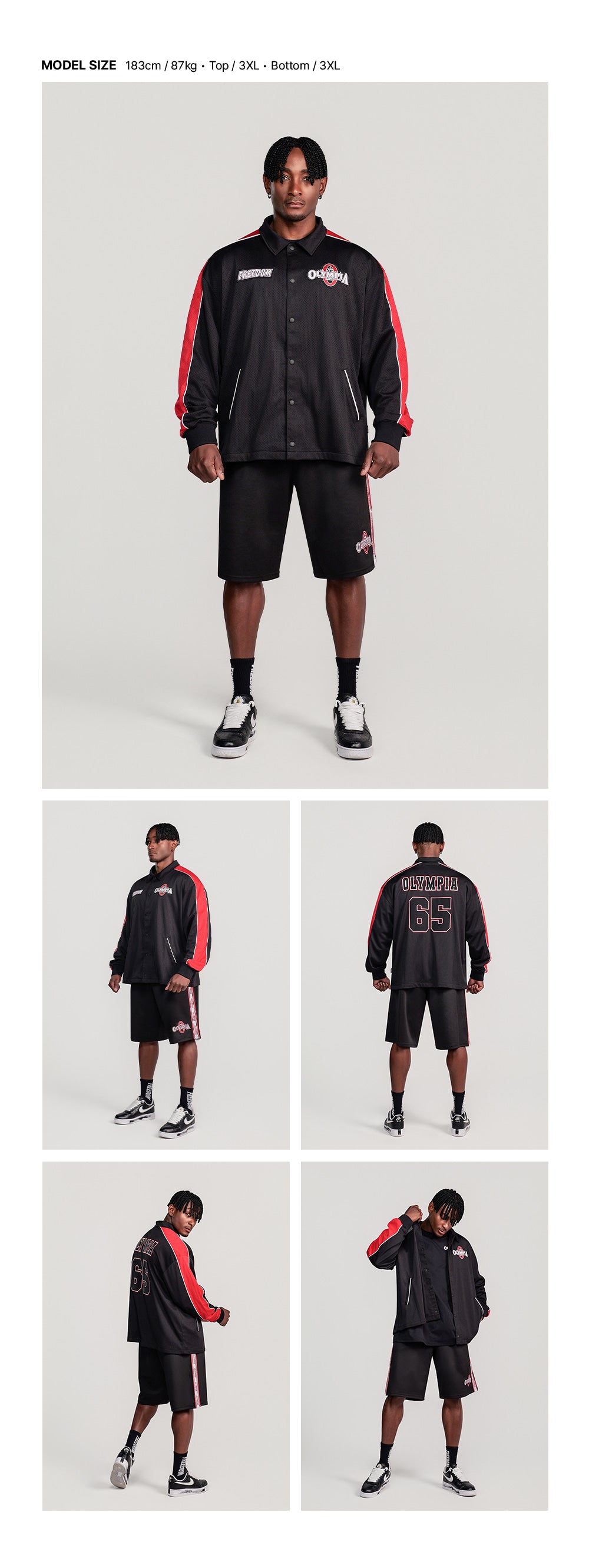 Olympia Lettering All Mesh Coach Jacket (Black)