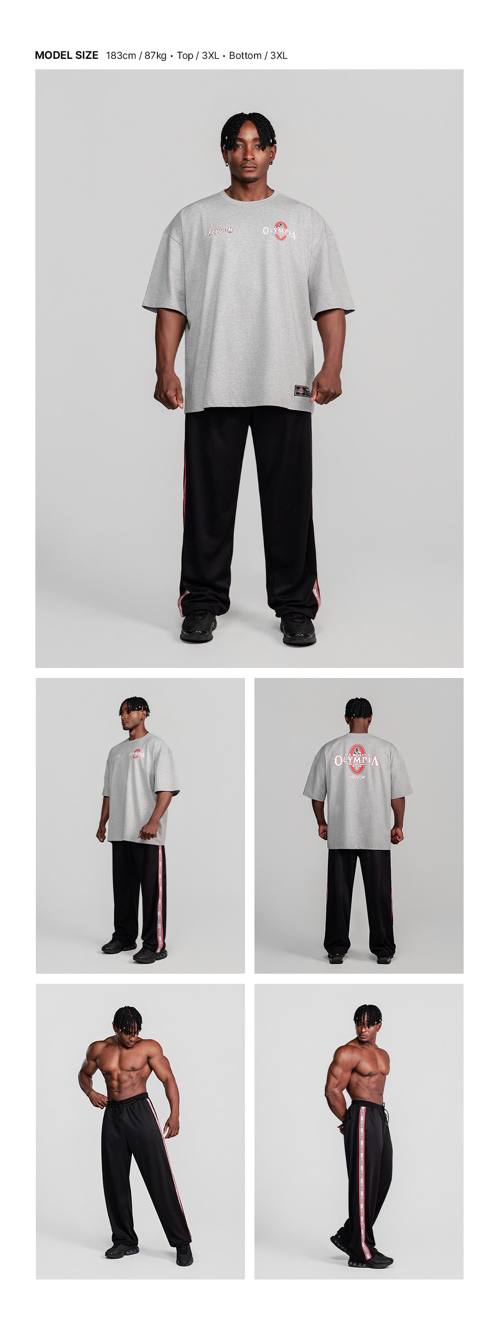 Olympia Lettering Entire Mesh Pants (Black)