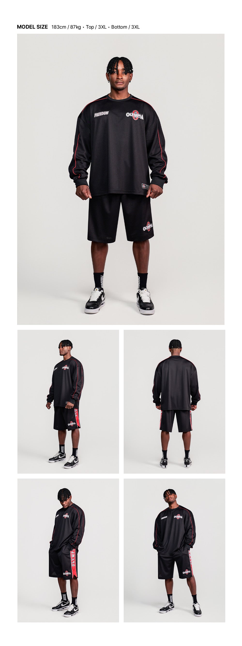 Olympia Line All Mesh Long Sleeve (Black)