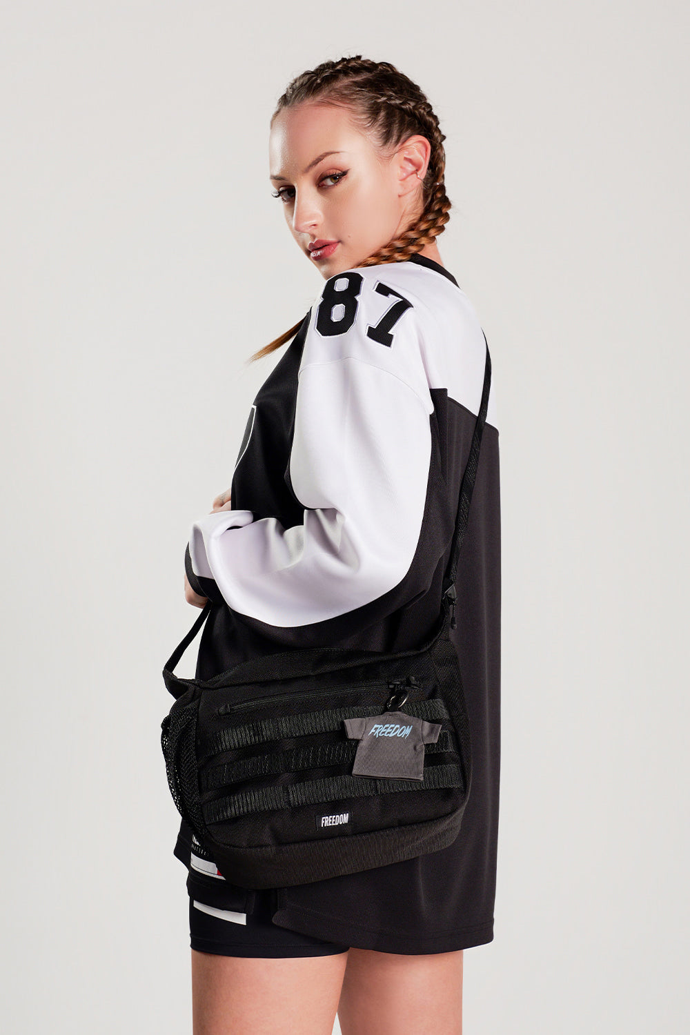 Mini Back Print T-Shirts Keyring (Dark Gray/Blue)