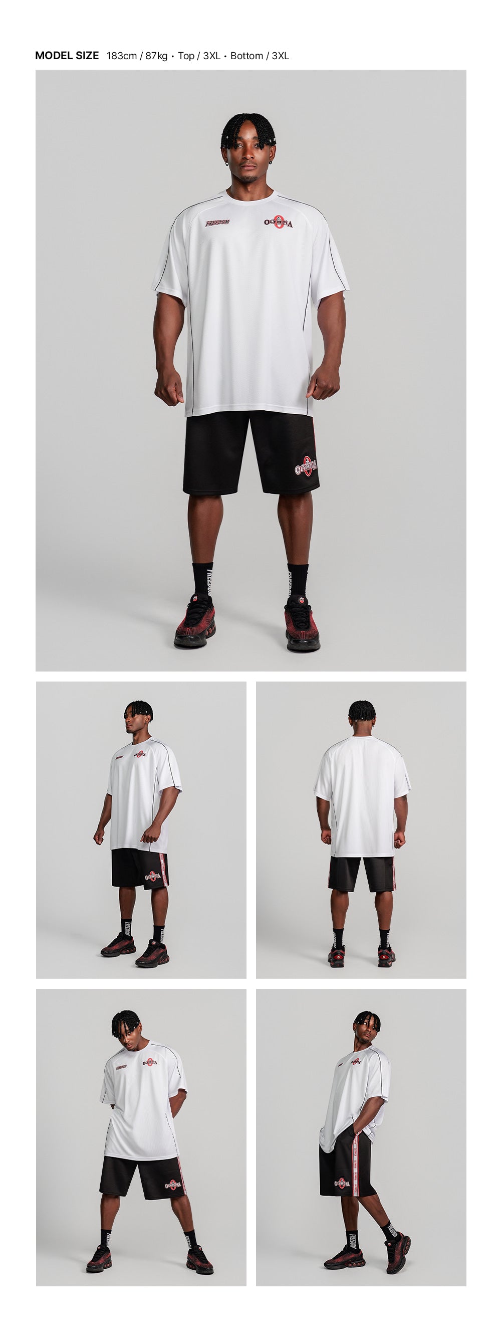 Olympia Line Panel Short Sleeve T-Shirt (White)