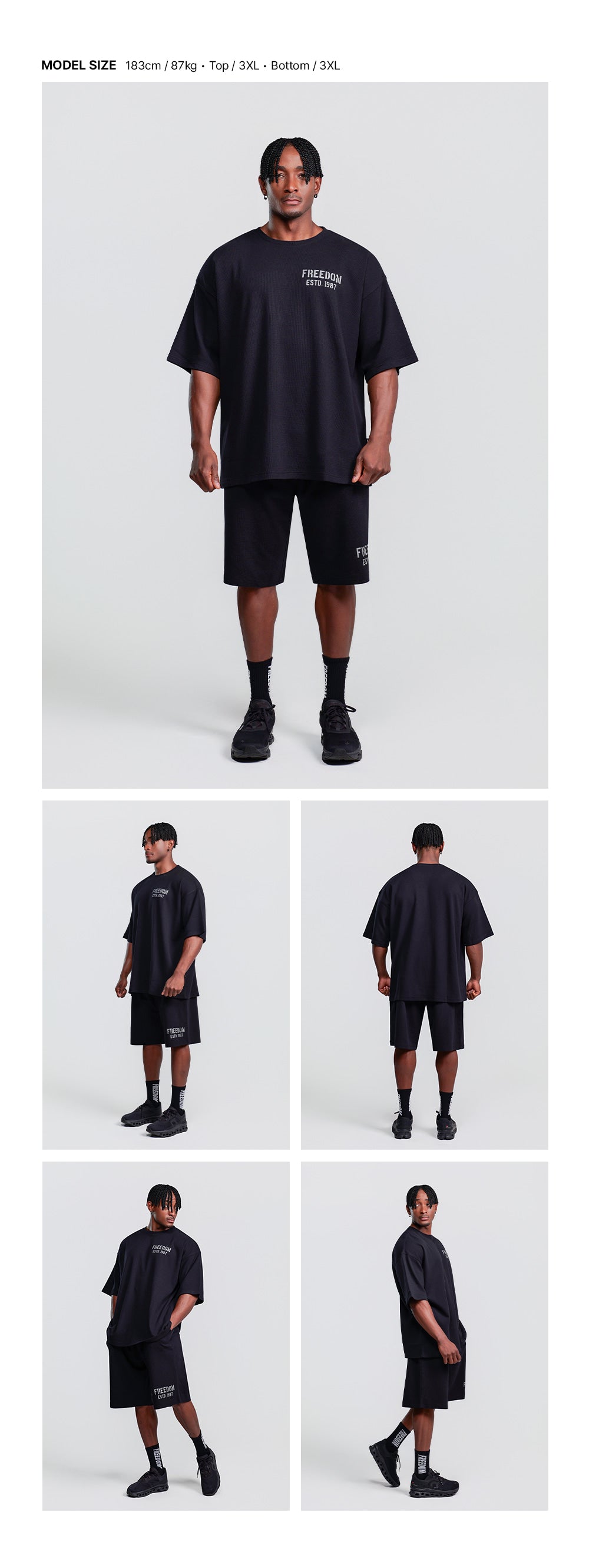1987 Waffle Oversized T-shirt (Black)