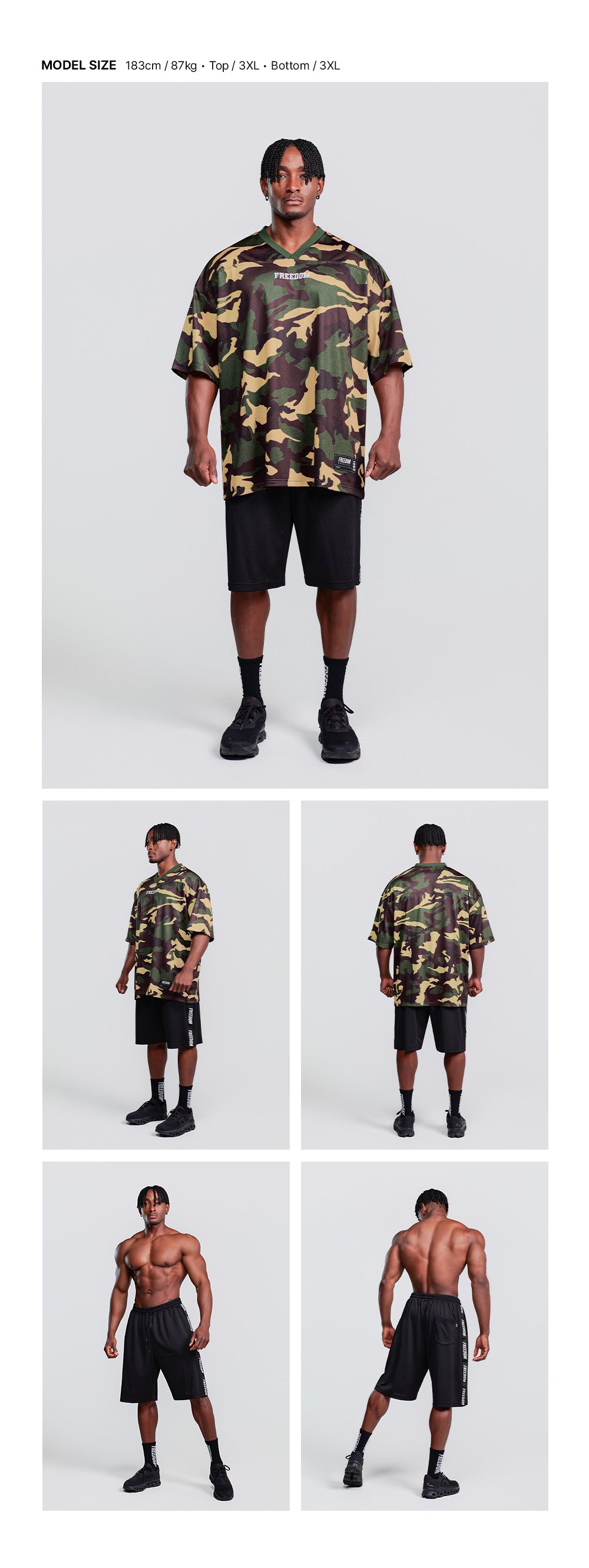 Entire Mesh Lettering Bermuda Shorts (Black)