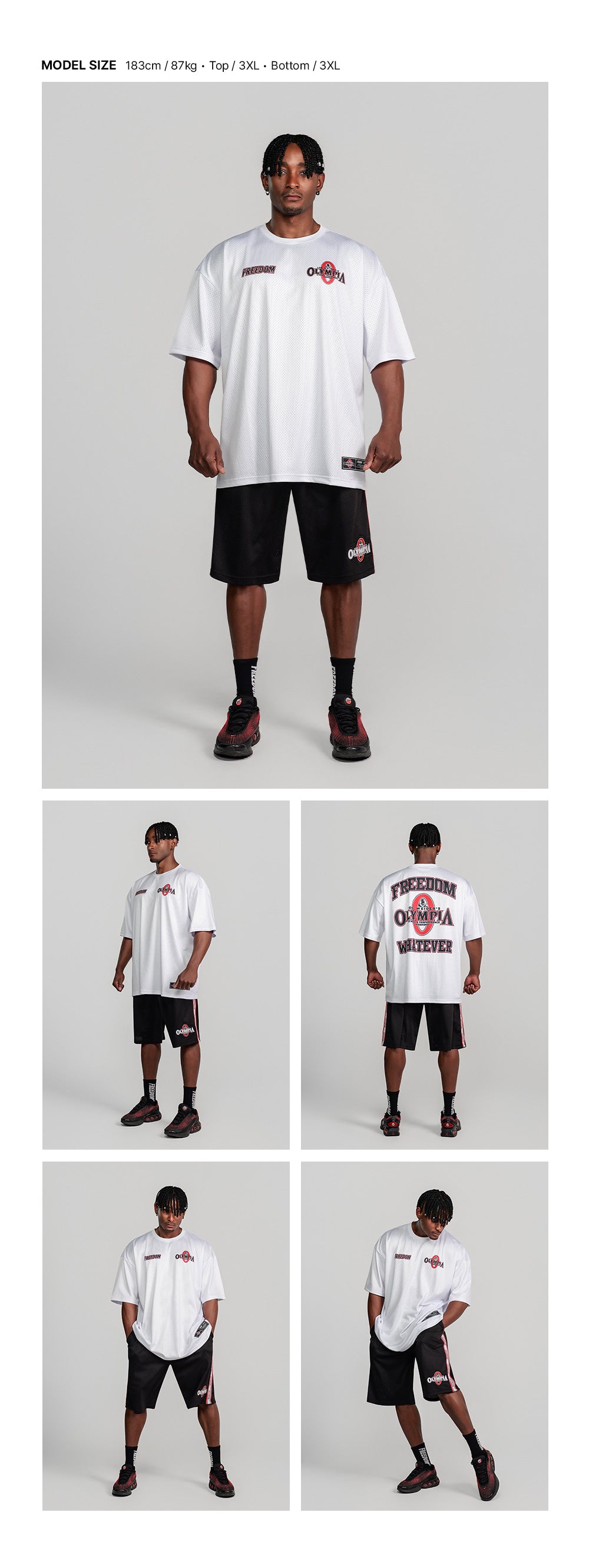 Olympia Small Logo All Mesh Short Sleeve T-Shirt (White)