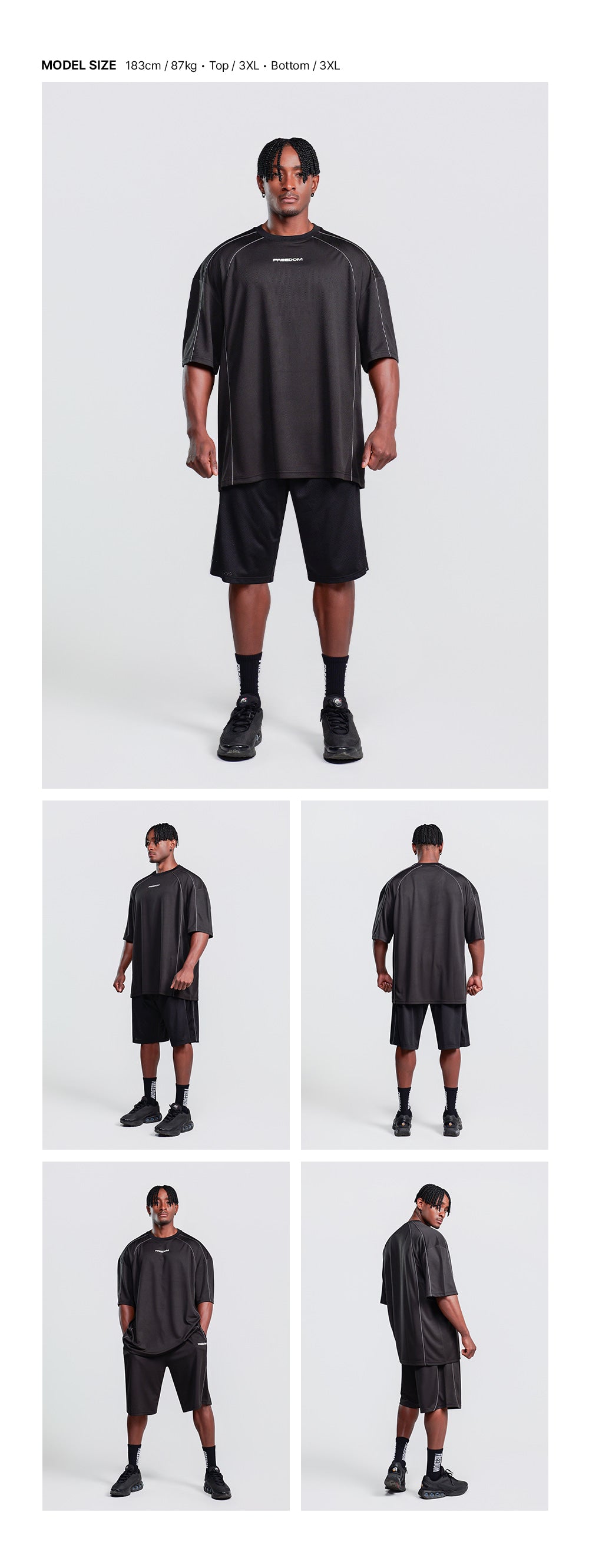Air Mesh Split T-shirt (Black)
