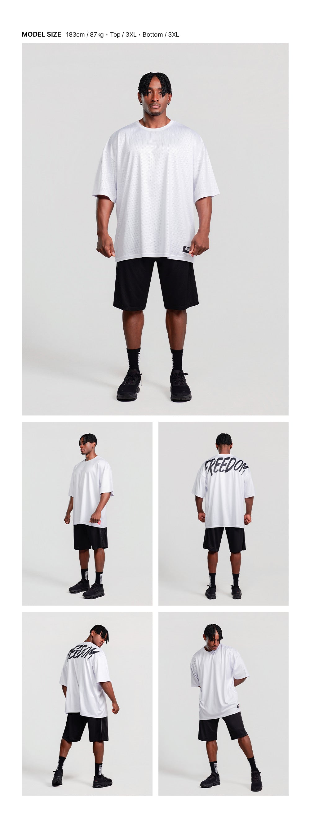 Mesh Overfit Back Printing T-Shirts (White)