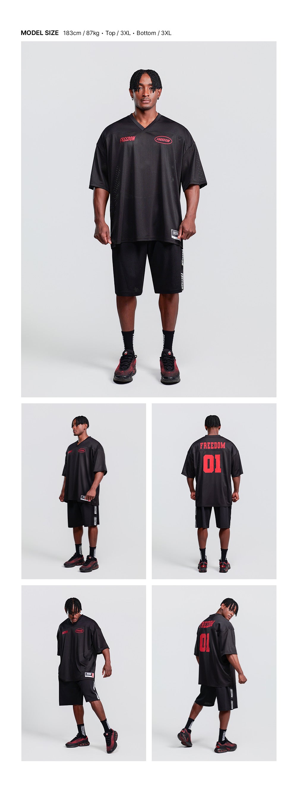 Freedom Mesh Rugby Jersey (Black/Red)