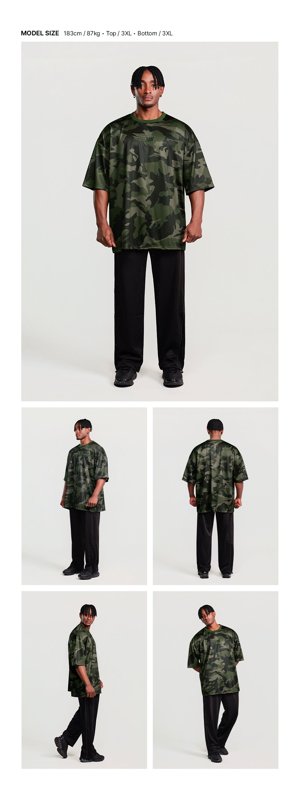 Freedom Logo Mesh Oversized T-shirt (Deep Camo)