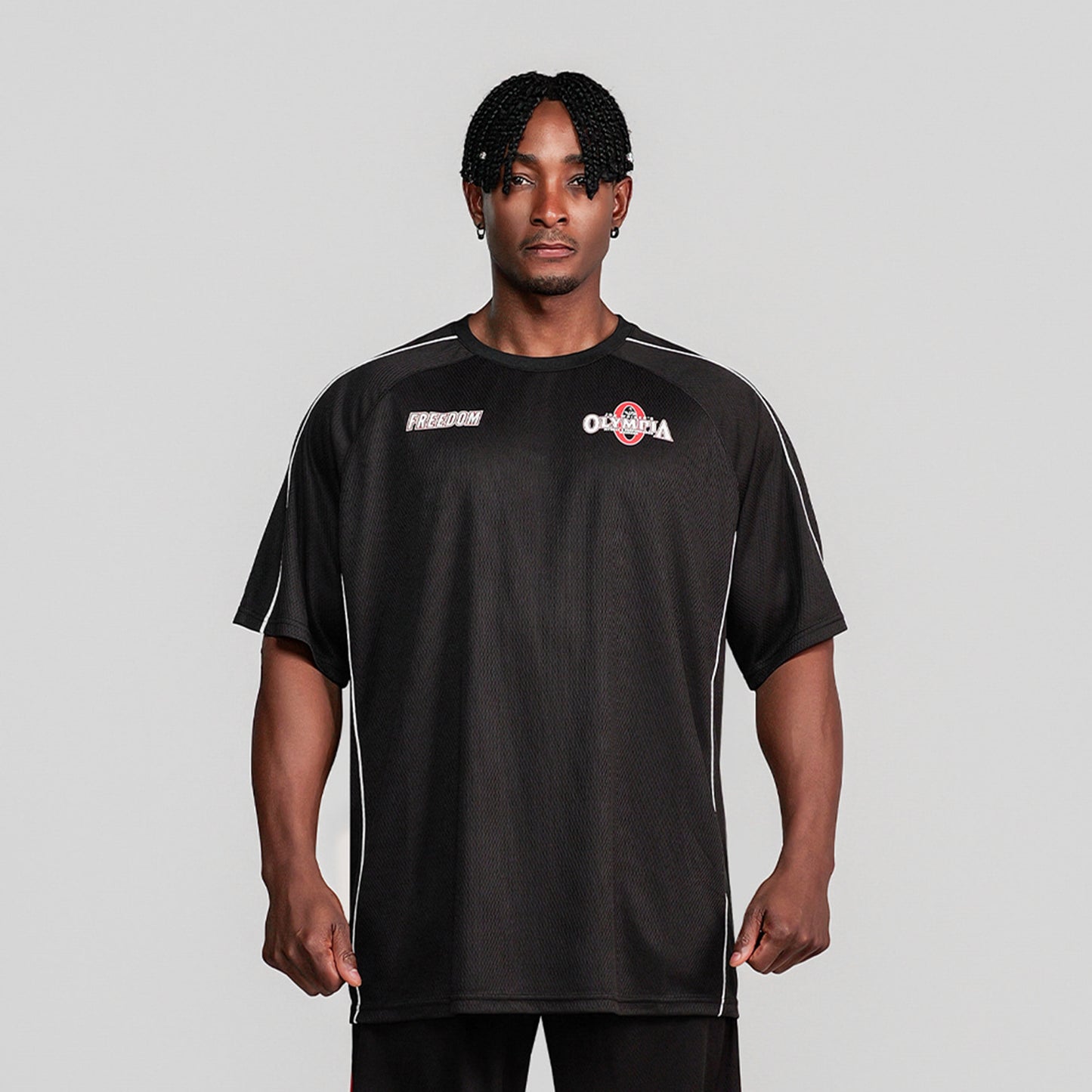 Olympia Line Panel Short Sleeve T-Shirt (Black)