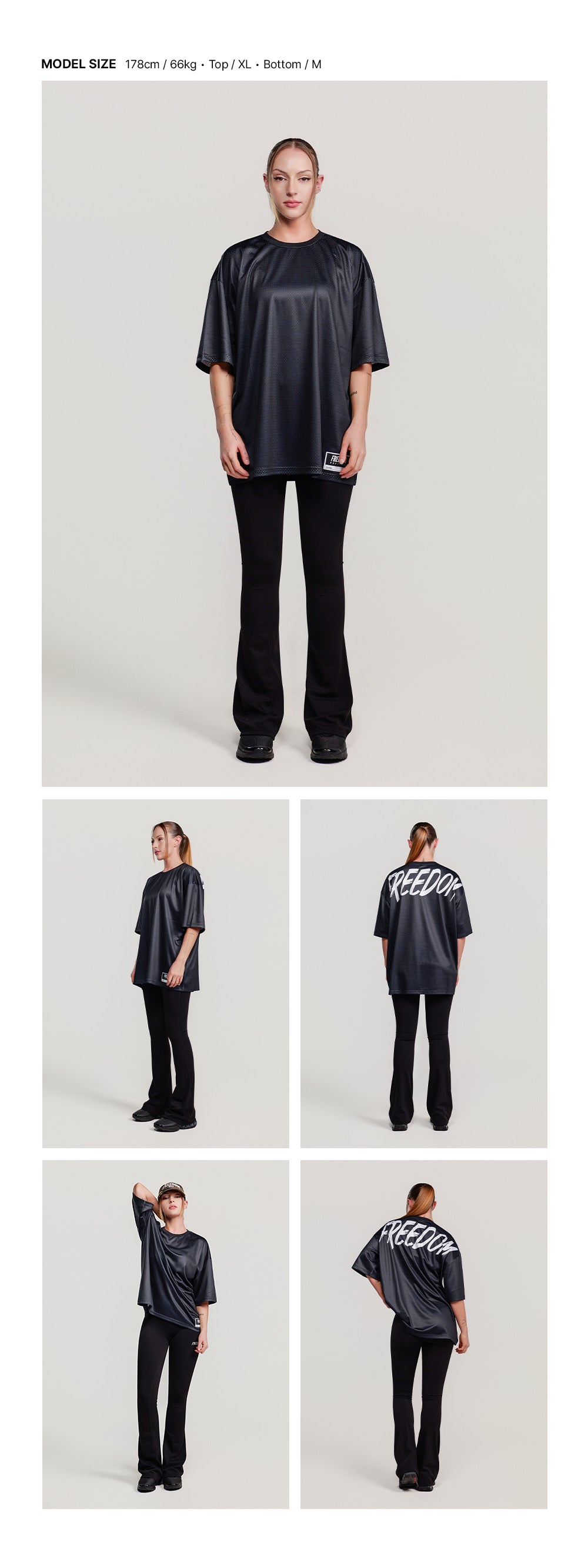 Mesh Overfit Back Printing T-Shirts (Black)