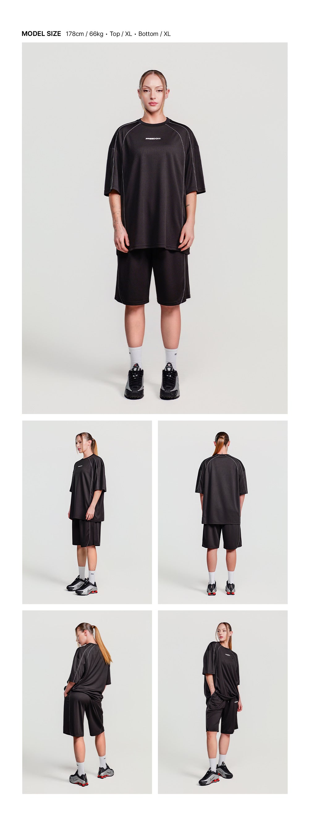 Air Mesh Split Bermuda Shorts (Black)