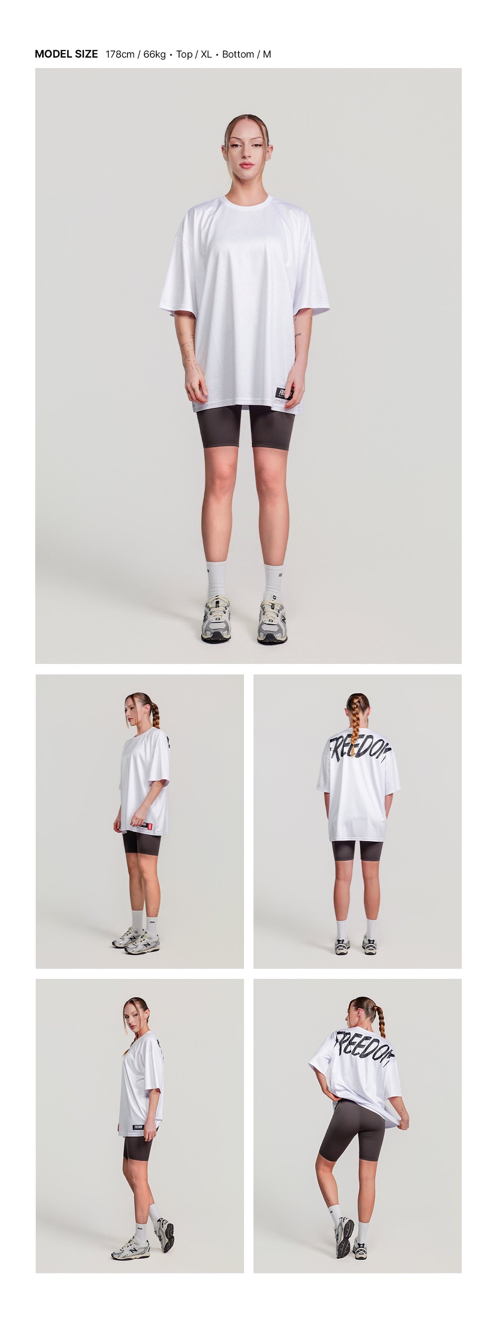 Mesh Overfit Back Printing T-Shirts (White)
