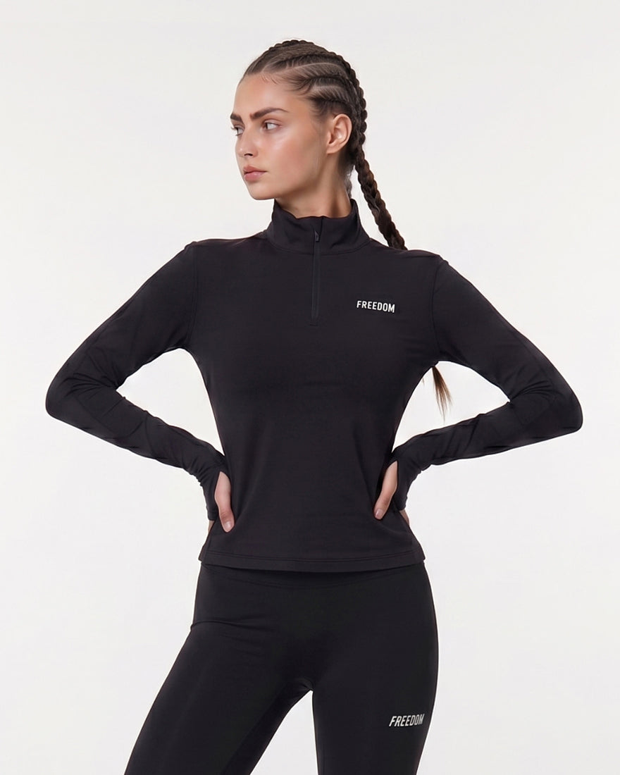 Essential Women Active Half-Zip (Black)
