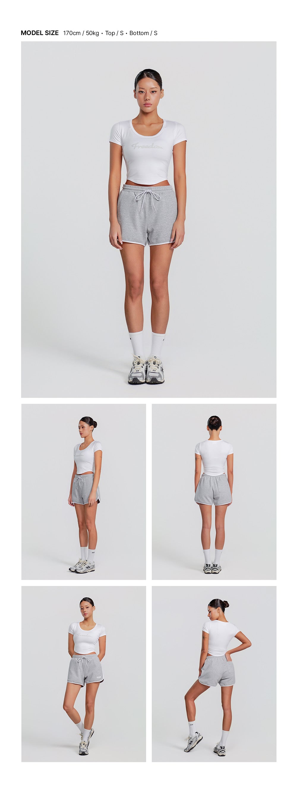 Modal U-neck Crop Short Sleeve (White)