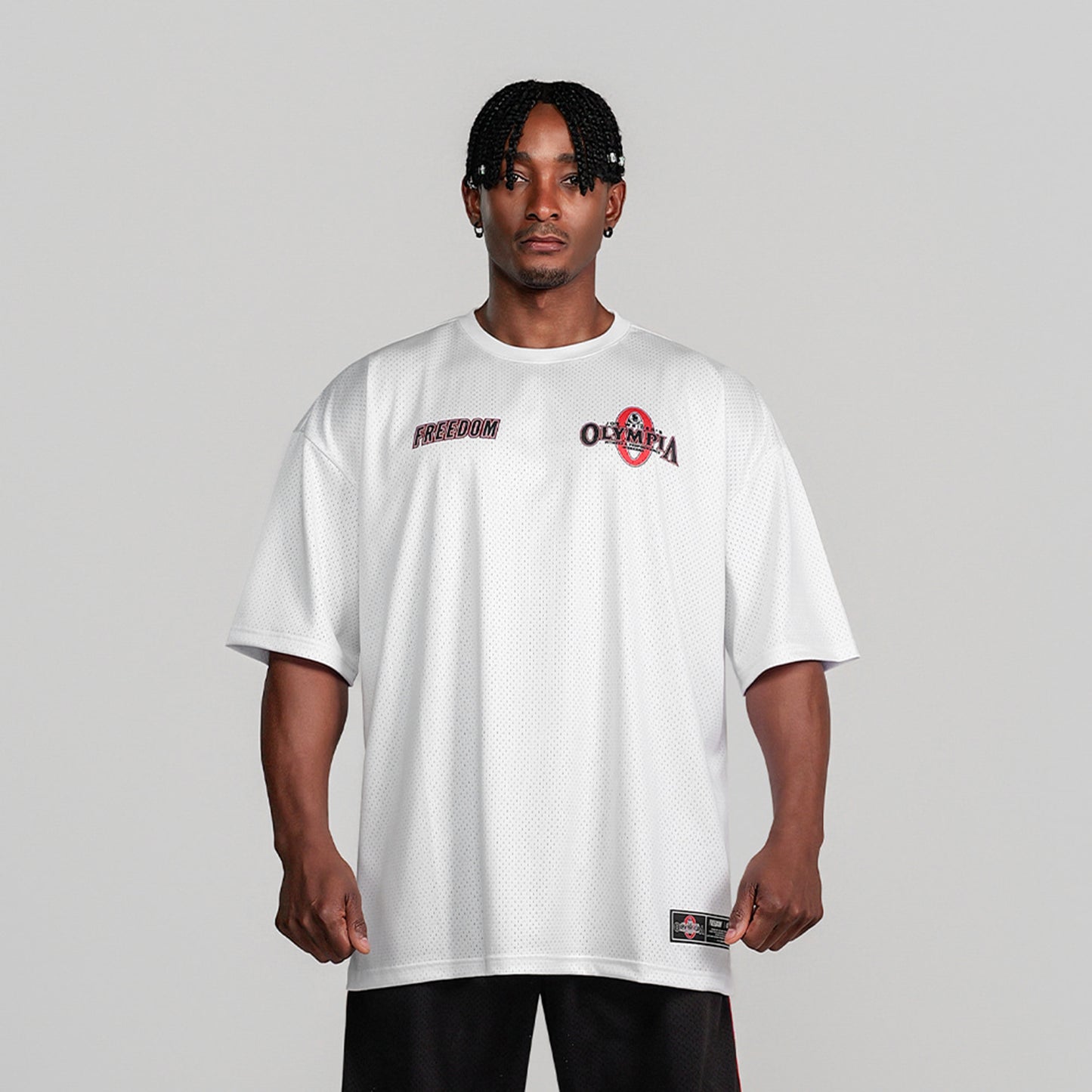 Olympia Small Logo All Mesh Short Sleeve T-Shirt (White)