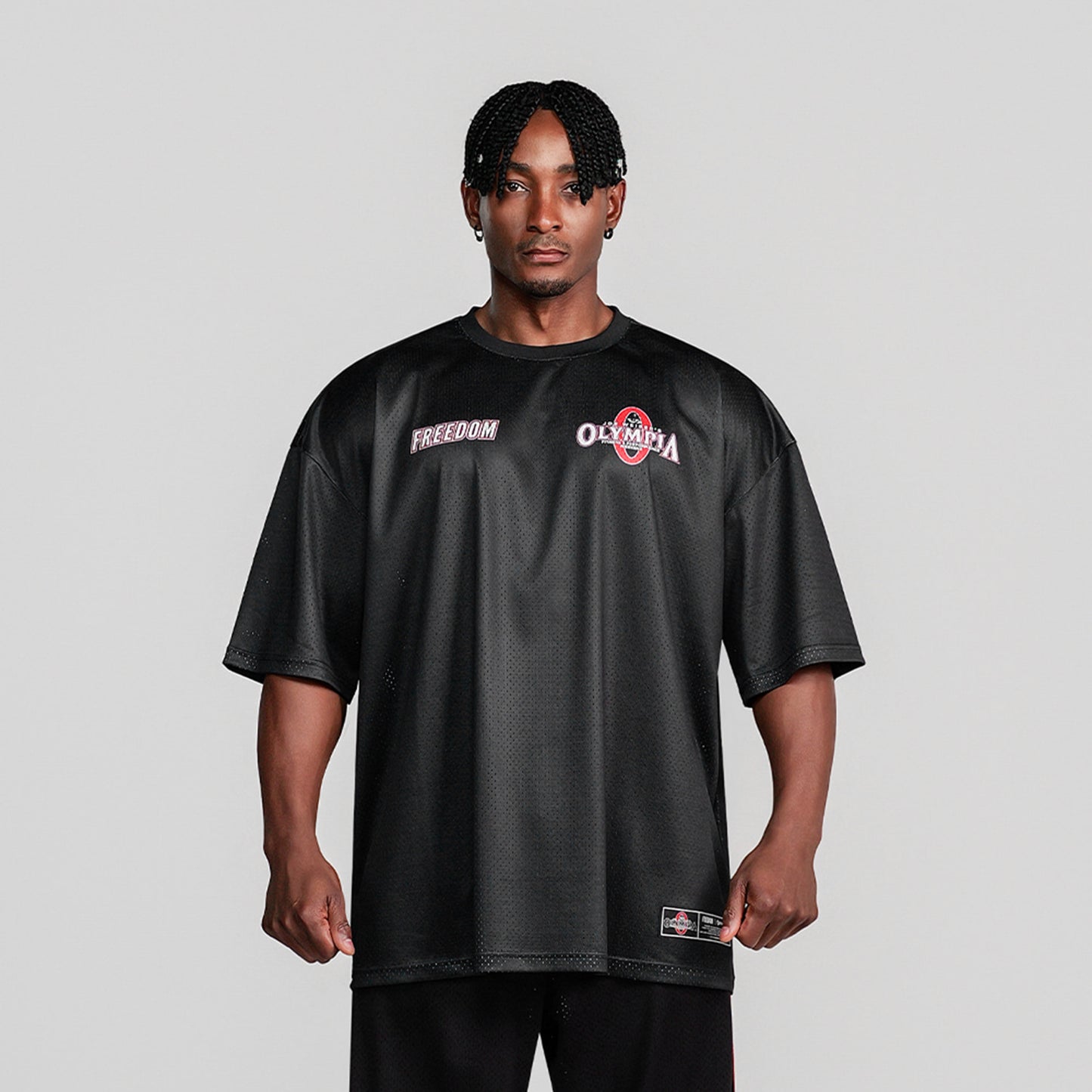 Olympia Small Logo All Mesh Short Sleeve T-Shirt (Black)