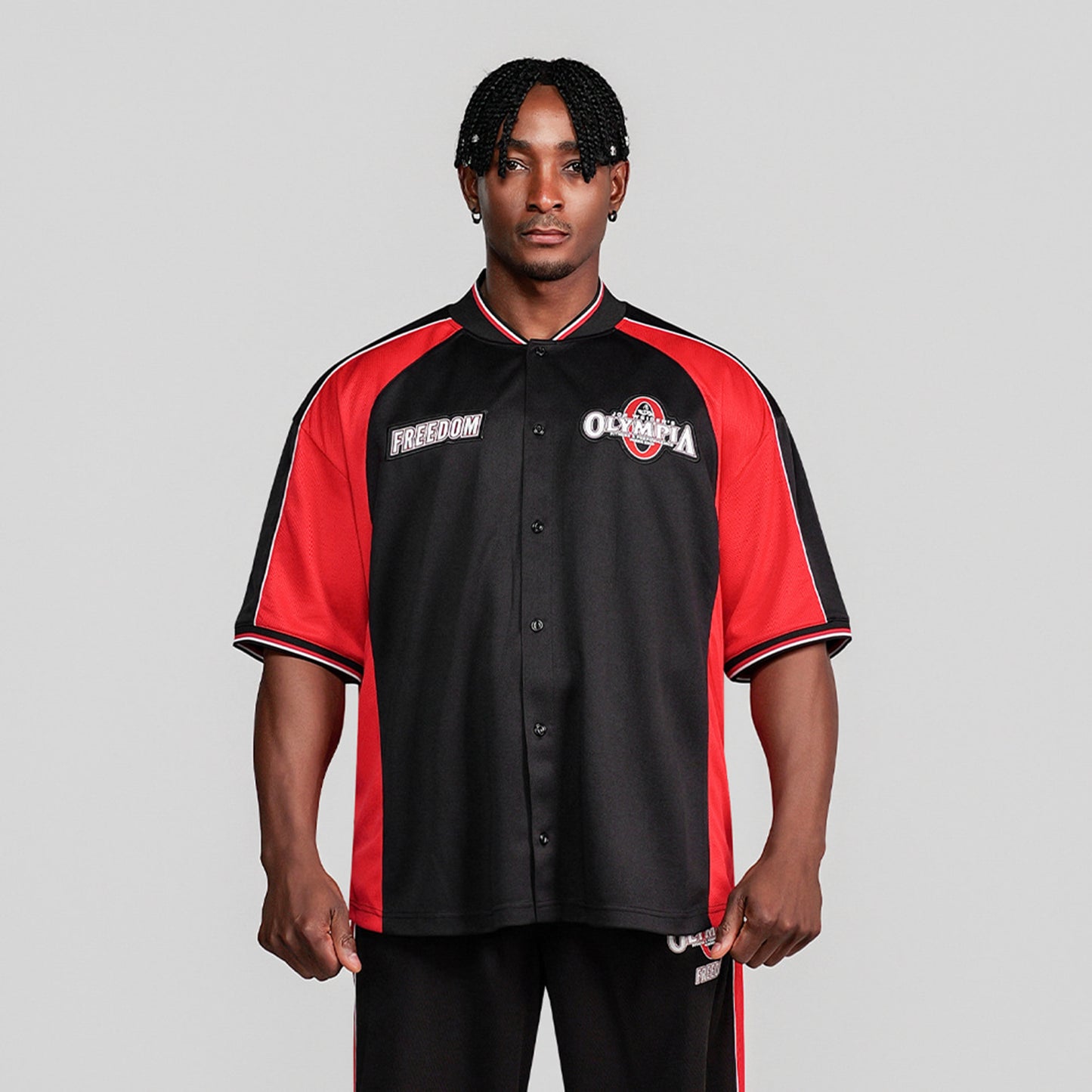 Olympia Panel Baseball Jersey (Black)