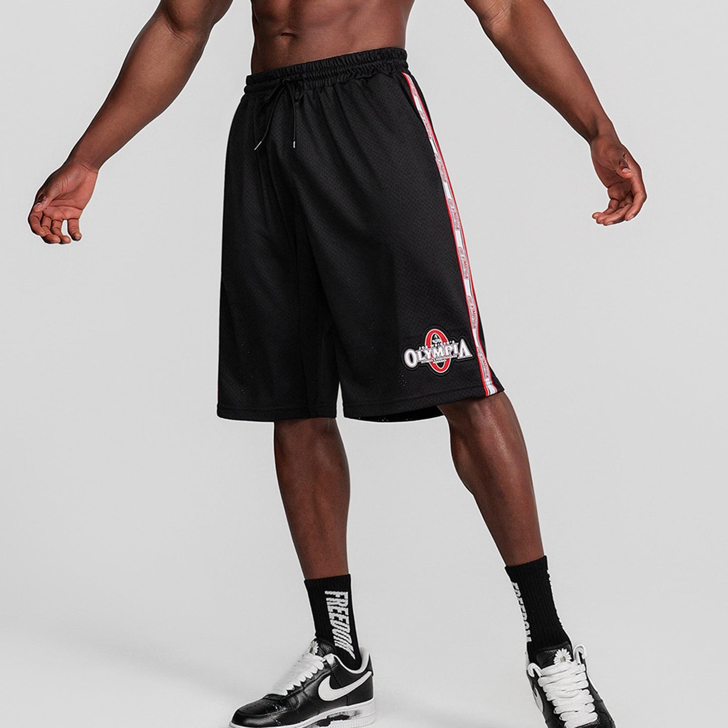 Olympia Lettering All Mesh Bermuda Shorts (Black)