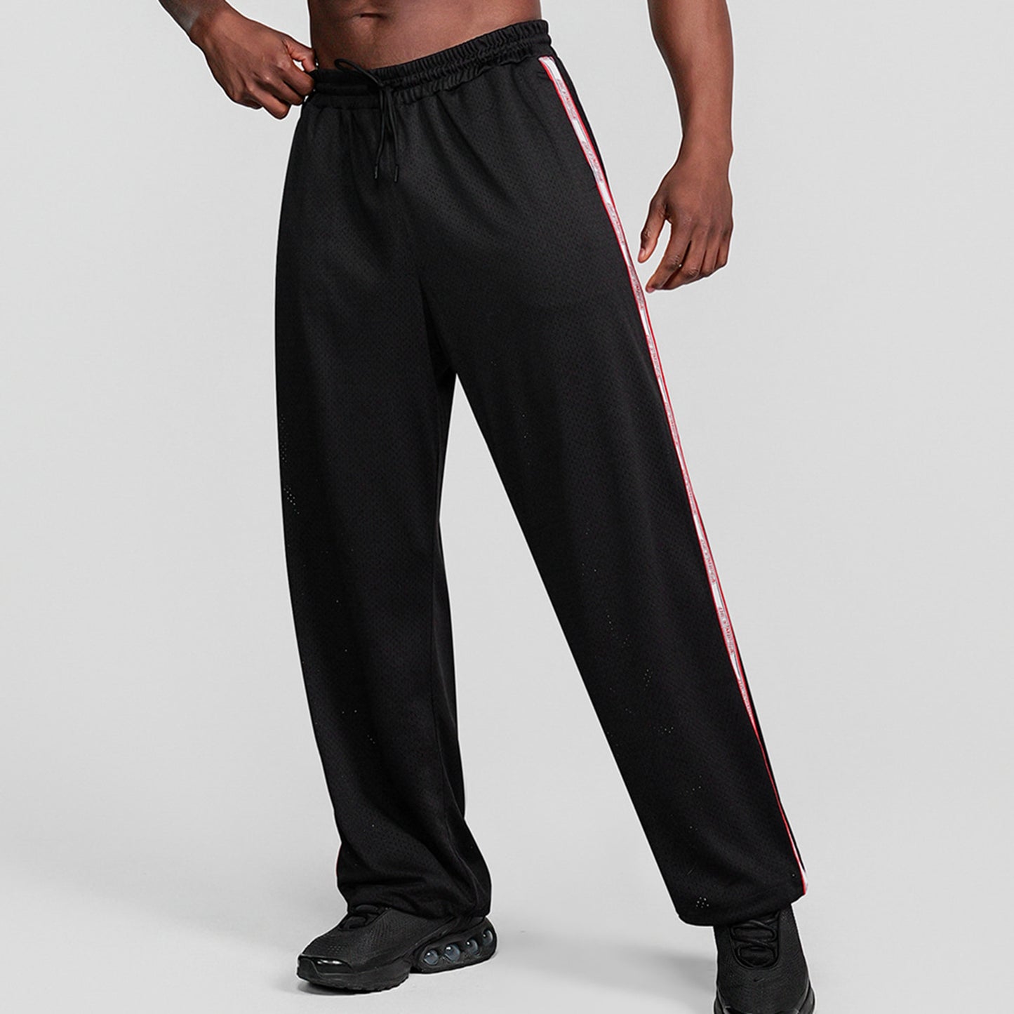 Olympia Lettering Entire Mesh Pants (Black)