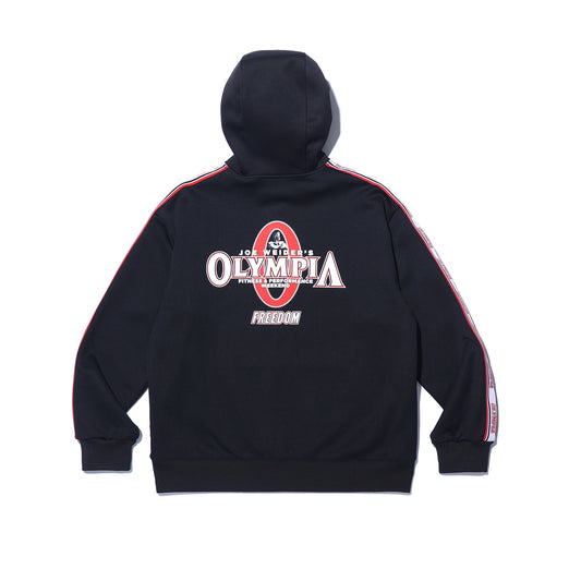 Olympia Lettering Mesh Embossed Hood Zip-up (Black)