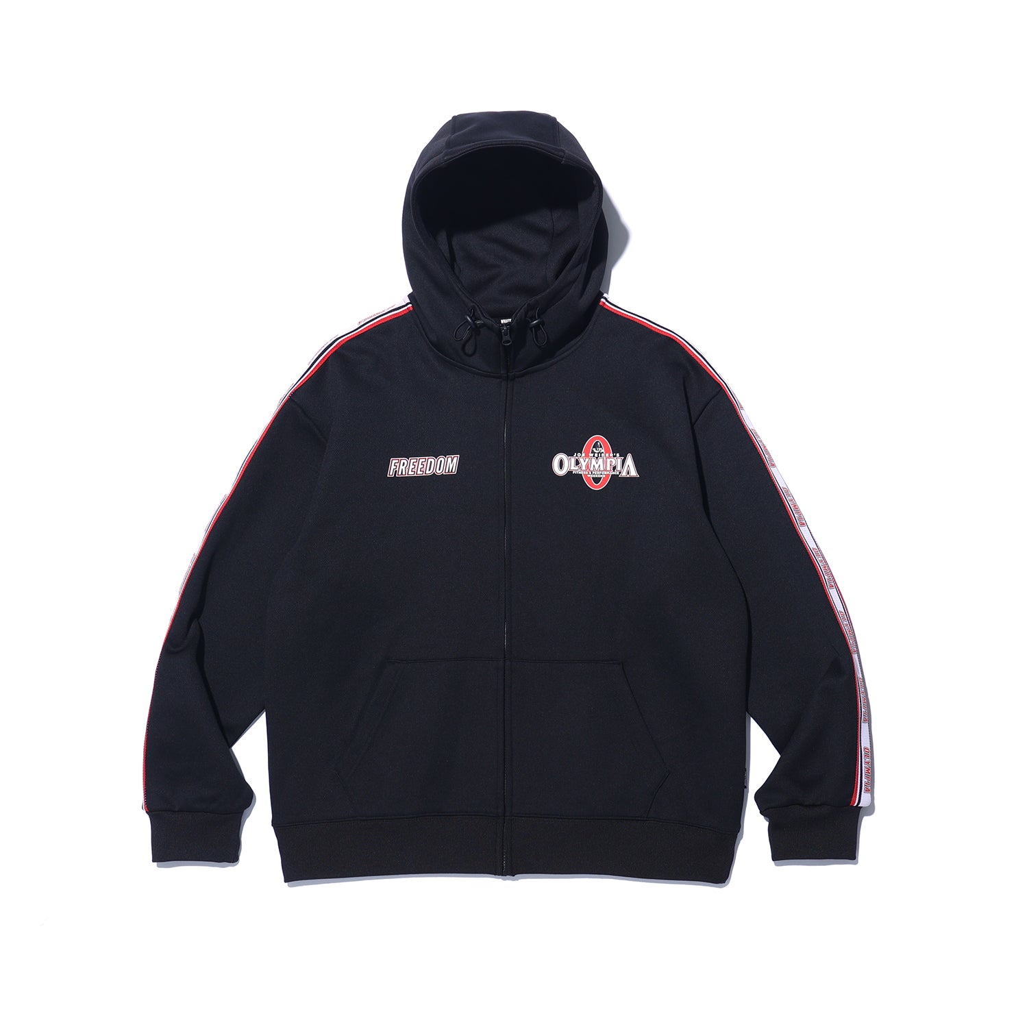 Olympia Lettering Mesh Embossed Hood Zip-up (Black) – Freedom Whatever HK