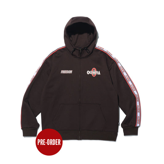 Olympia Lettering Hood Zip-up (Brown)