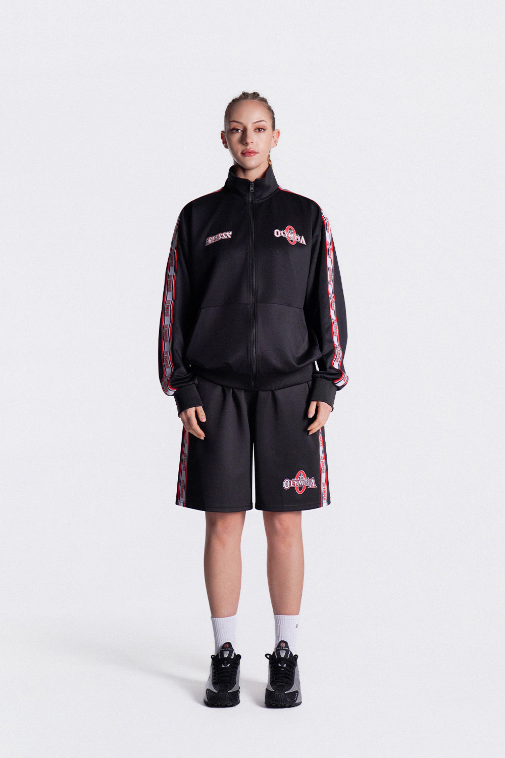 Olympia Lettering Jersey Jacket (Black)